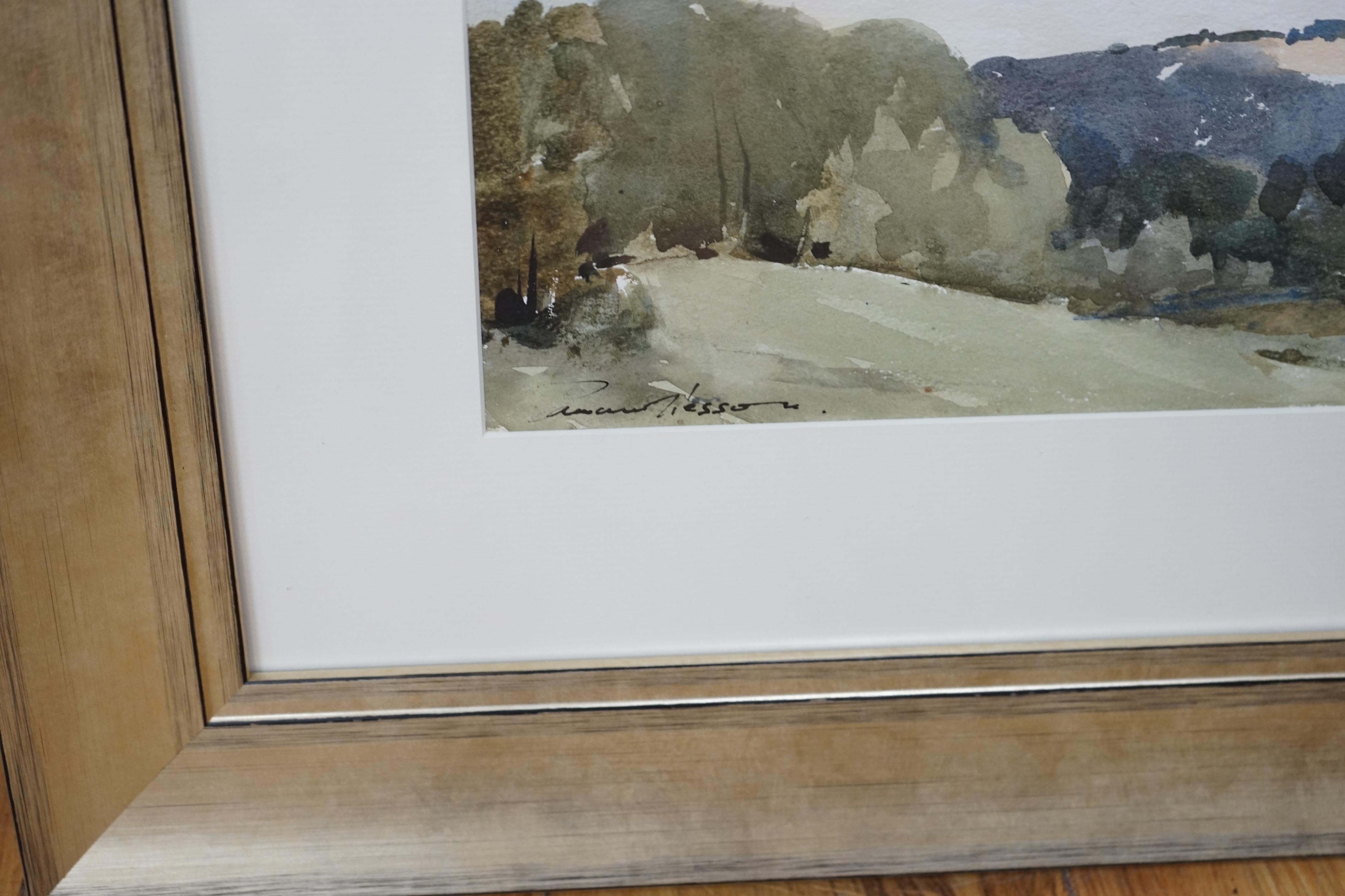 Edward Wesson (1910-1983), watercolour, 'From Phillips House, Dinton', signed, 31 x 48cm